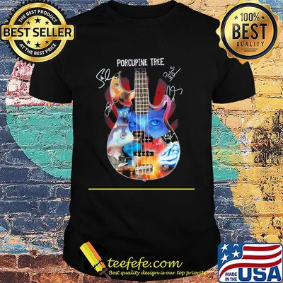Guitar porcupine tree members signatures shirt