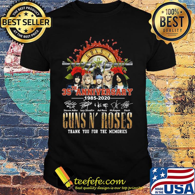 Guns n rose 35th anniversary 1985 2020 thank you for the memories signatures shirt Guns n rose 35th anniversary 1985 2020 thank you for the memories signatures shirt