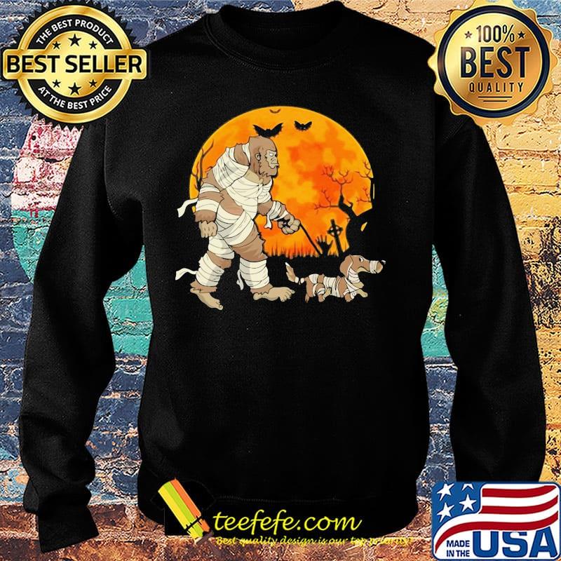 Halloween bigfoot and dachshund moon bat s Sweater Halloween bigfoot and dachshund moon bat s Sweater
