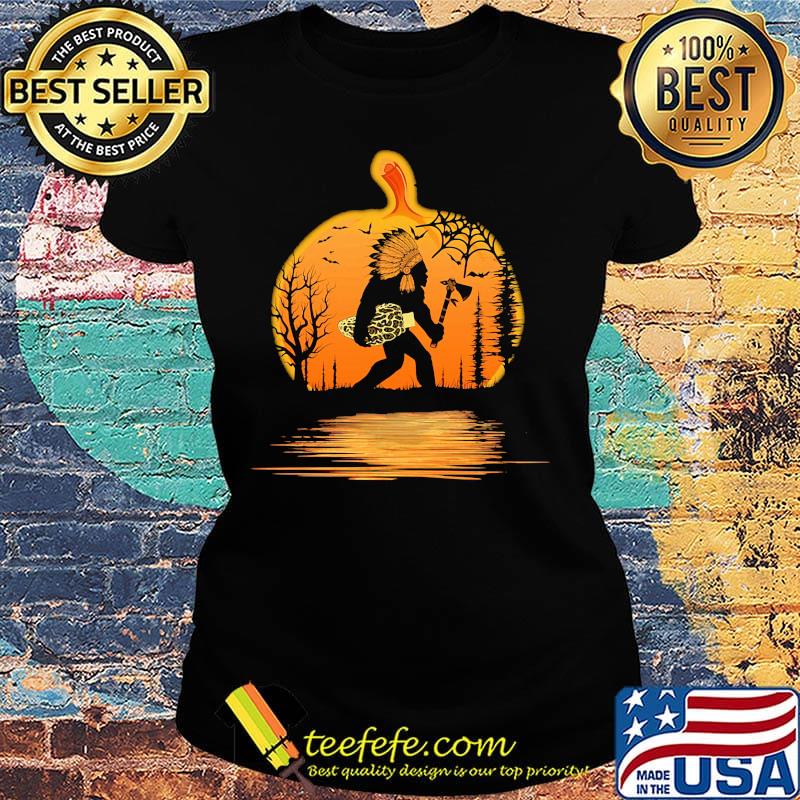 Halloween bigfoot native hold mushroom pumpkin s Ladies tee Halloween bigfoot native hold mushroom pumpkin s Ladies tee