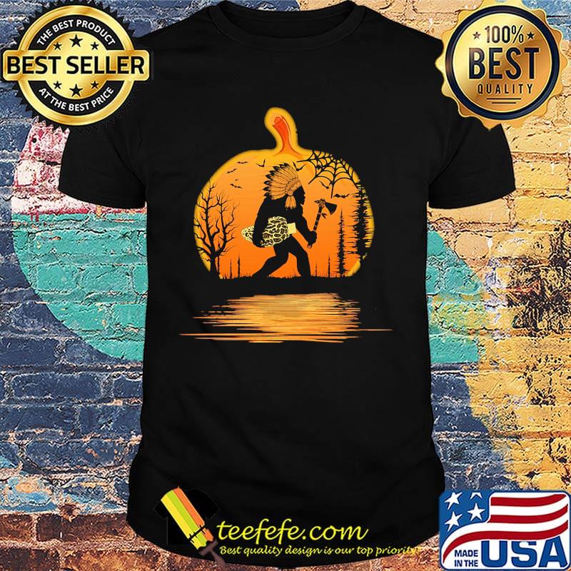 Halloween bigfoot native hold mushroom pumpkin shirt Halloween bigfoot native hold mushroom pumpkin shirt