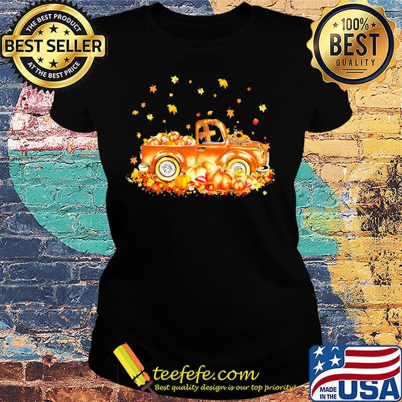 Halloween car pumpkin maple leaves s Ladies tee Halloween car pumpkin maple leaves s Ladies tee
