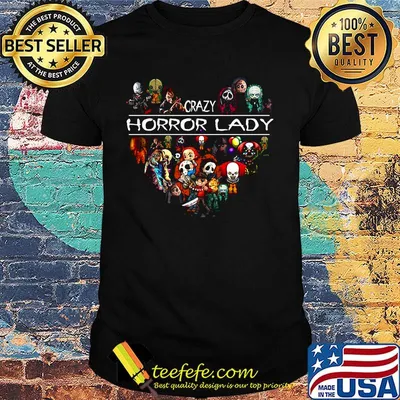 Halloween crazy horror lady heart black shirt