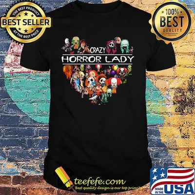 Halloween crazy horror lady heart shirt