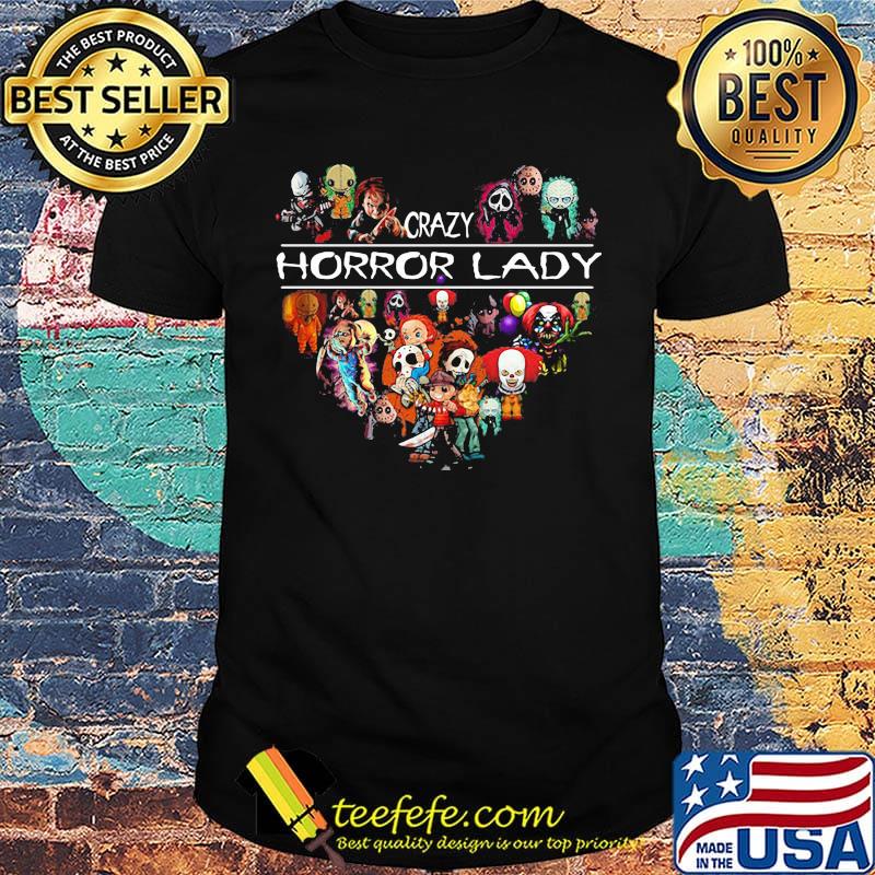 Halloween crazy horror lady heart shirt
