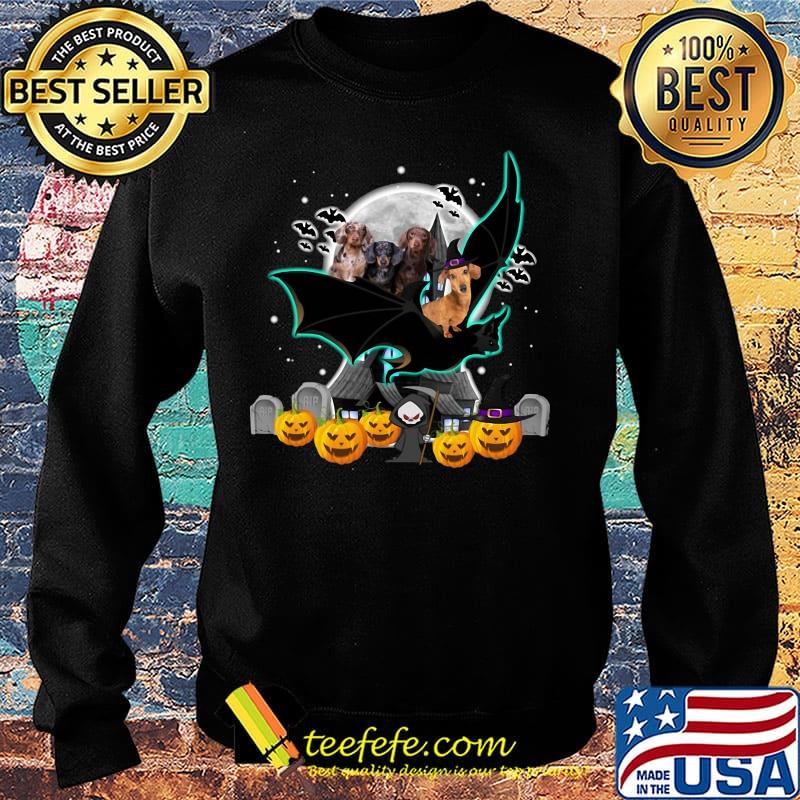 Halloween dachshund bat and pumpkins moon s Sweater Halloween dachshund bat and pumpkins moon s Sweater