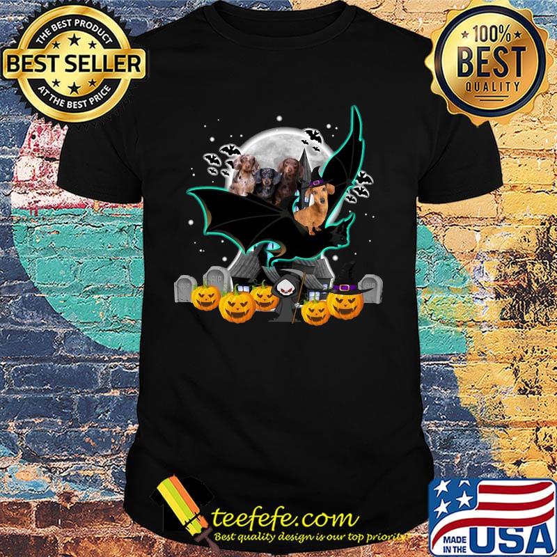 Halloween dachshund bat and pumpkins moon shirt Halloween dachshund bat and pumpkins moon shirt