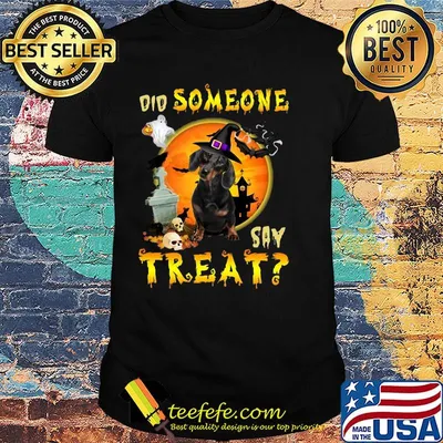 Halloween dachshund witch did someone say treat shirt