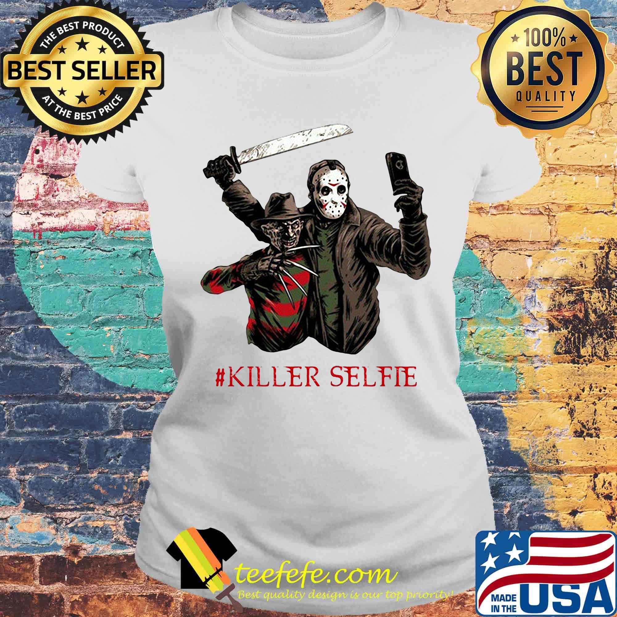 Halloween freddy krueger vs jason killer selfie s Laides tee Halloween freddy krueger vs jason killer selfie s Laides tee