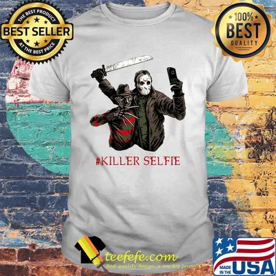 Halloween freddy krueger vs jason killer selfie shirt
