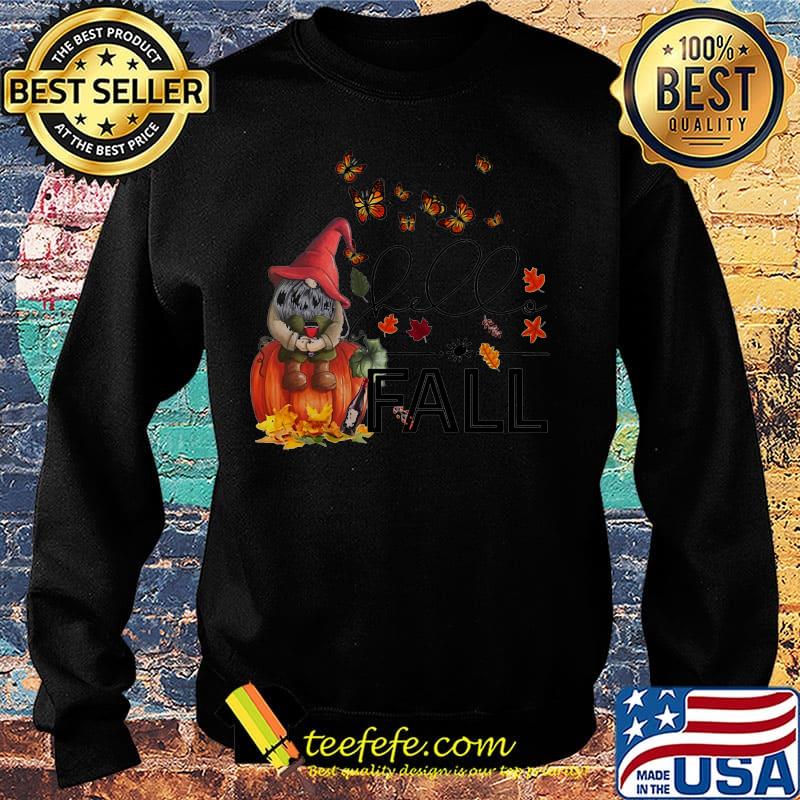 Halloween gnomes and butterflies drink wine fall maple leaves s Sweater Halloween gnomes and butterflies drink wine fall maple leaves s Sweater