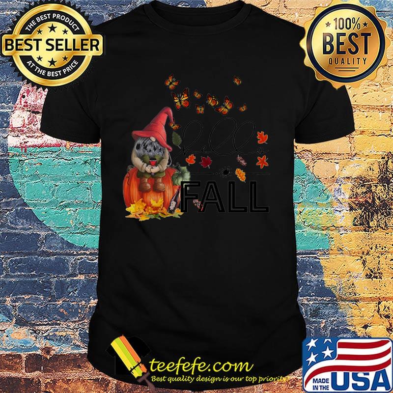 Halloween gnomes and butterflies drink wine fall maple leaves shirt