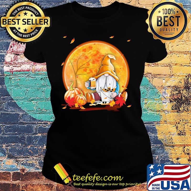 Halloween gnomes drink beer pumpkin maple leaves s Ladies tee Halloween gnomes drink beer pumpkin maple leaves s Ladies tee