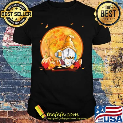 Halloween gnomes drink beer pumpkin maple leaves shirt
