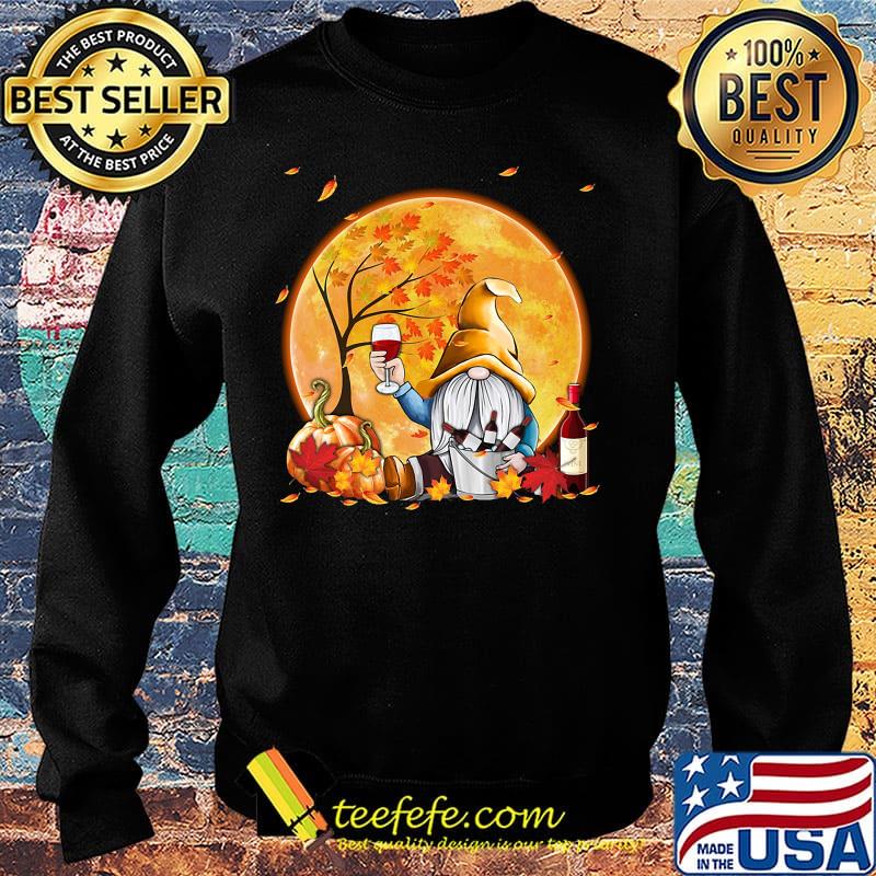 Halloween gnomes drink wine pumpkin maple leaves s Sweater Halloween gnomes drink wine pumpkin maple leaves s Sweater