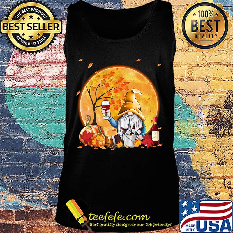Halloween gnomes drink wine pumpkin maple leaves s Tank top Halloween gnomes drink wine pumpkin maple leaves s Tank top