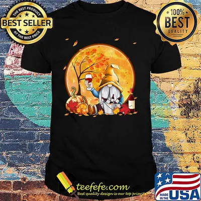 Halloween gnomes drink wine pumpkin maple leaves shirt