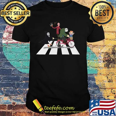 Halloween horror characters abbrey road shirt
