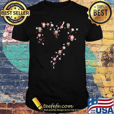 Halloween horror characters chibi heart shirt