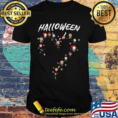 Halloween horror characters heart shirt