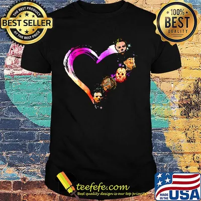 Halloween horror characters heart shirt