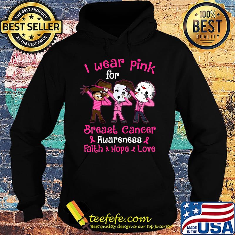 Halloween horror characters i wear pink for breast cancer awareness faith hope love s Hoodie Halloween horror characters i wear pink for breast cancer awareness faith hope love s Hoodie