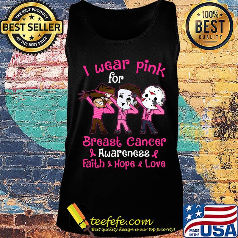 Halloween horror characters i wear pink for breast cancer awareness faith hope love s Tank top Halloween horror characters i wear pink for breast cancer awareness faith hope love s Tank top