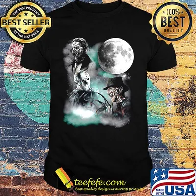 Halloween horror characters moon shirt