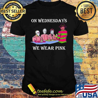 Halloween horror characters on wednesdays we wear pink shirt