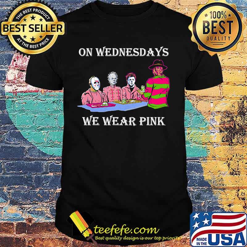 Halloween horror characters on wednesdays we wear pink shirt