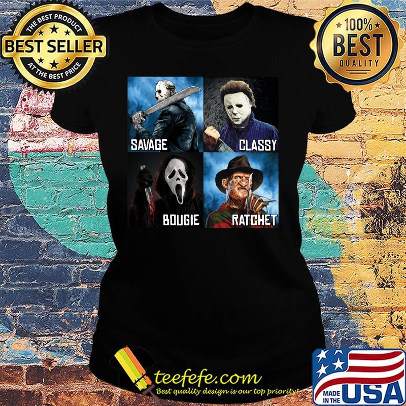 Halloween horror characters savage classy bougie ratchet art s Ladies tee Halloween horror characters savage classy bougie ratchet art s Ladies tee