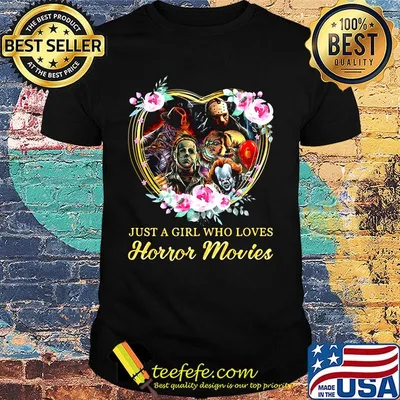 Halloween just a girl who loves horror movies flowers heart shirt