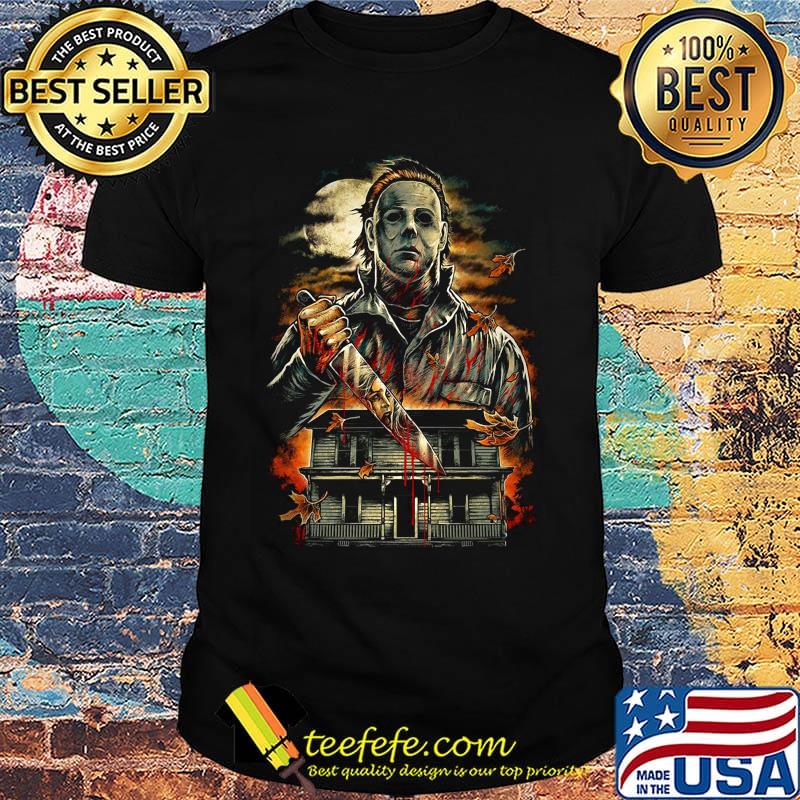 Halloween michael myers holding knife shirt