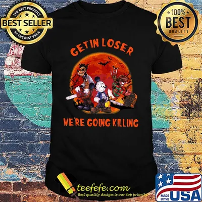 Halloween mickey mouse horror characters get in loser we're going killing sunset shirt