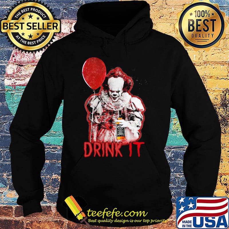 Halloween pennywise holding balloon and wine drink it s Hoodie Halloween pennywise holding balloon and wine drink it s Hoodie