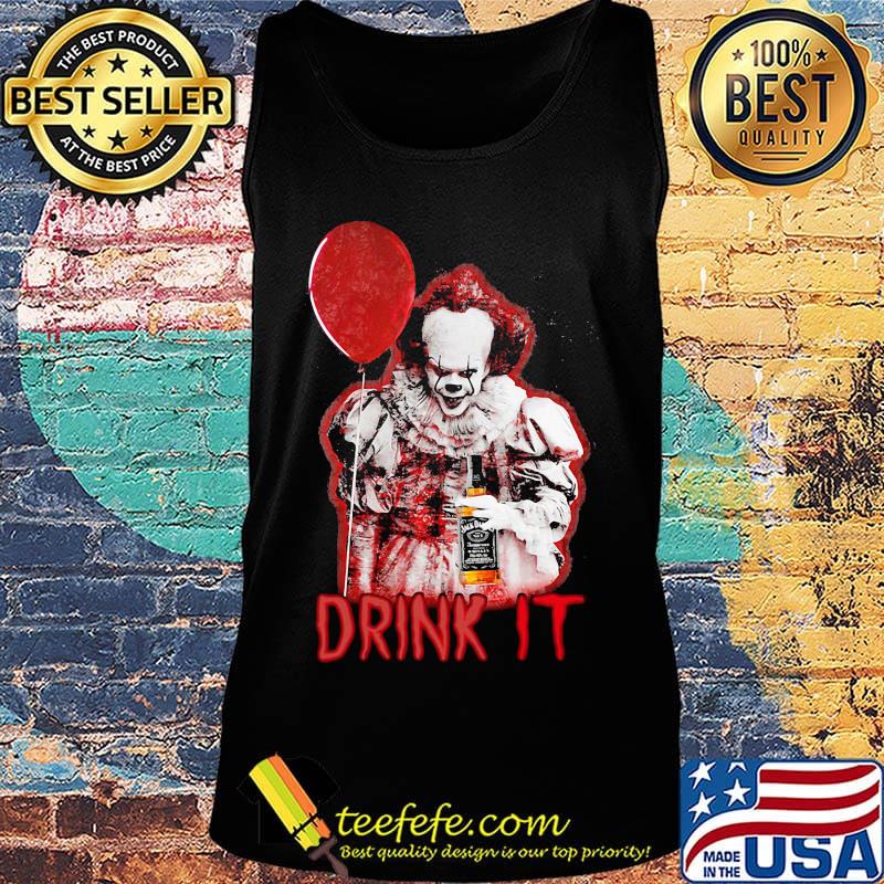 Halloween pennywise holding balloon and wine drink it s Tank top Halloween pennywise holding balloon and wine drink it s Tank top