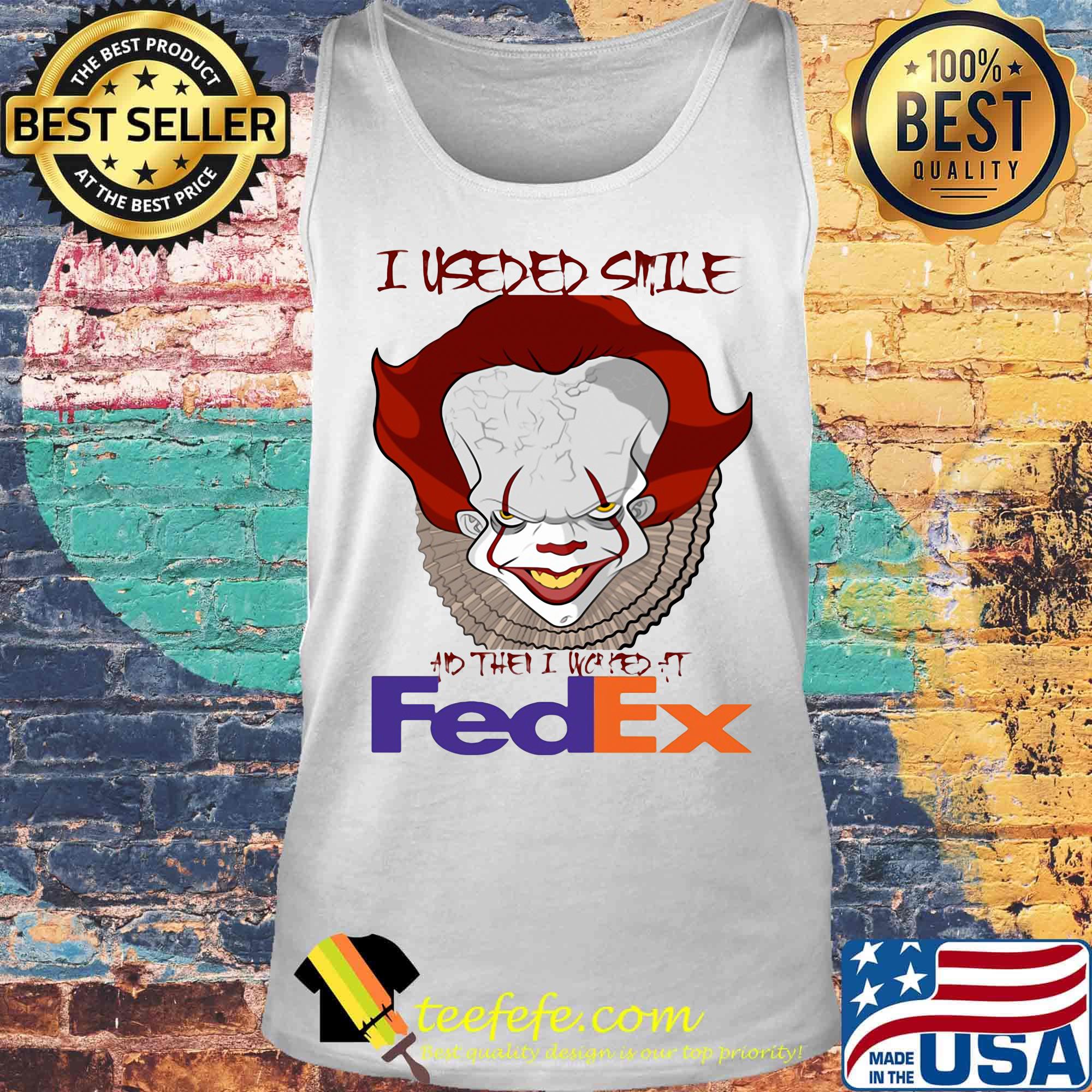 Halloween pennywise i useded smile and then i worked at fedex s Tank top Halloween pennywise i useded smile and then i worked at fedex s Tank top