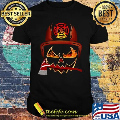 Halloween Pumpkin Firefighter Fireman Fire Poleax shirt
