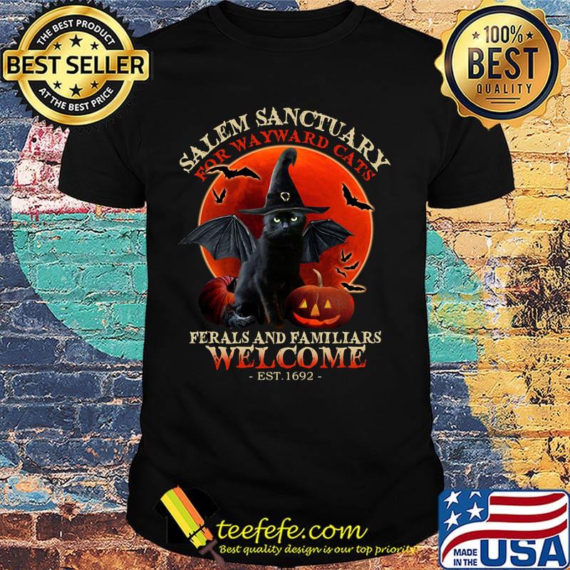 Halloween salem sanctuary for wayward cats ferals and familiars welcome est 1962 shirt