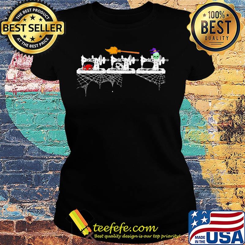 Halloween sewing witch and skull s Ladies tee Halloween sewing witch and skull s Ladies tee