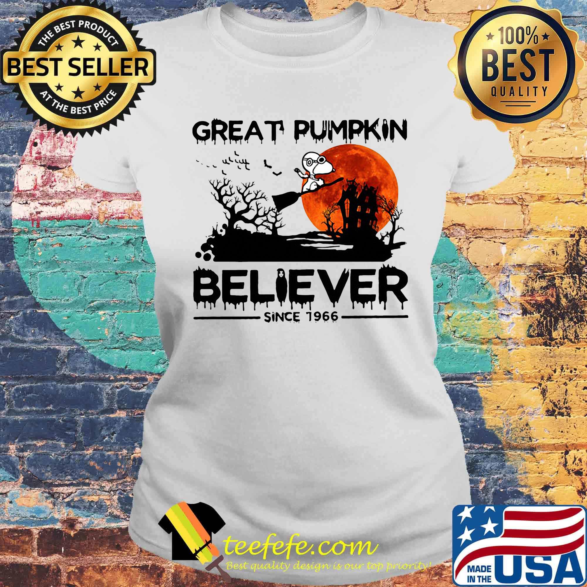 Halloween snoopy great pumpkin believer since 1966 sunset s Laides tee Halloween snoopy great pumpkin believer since 1966 sunset s Laides tee