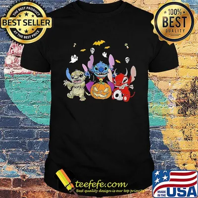 Halloween stitch bat and pumpkin shirt