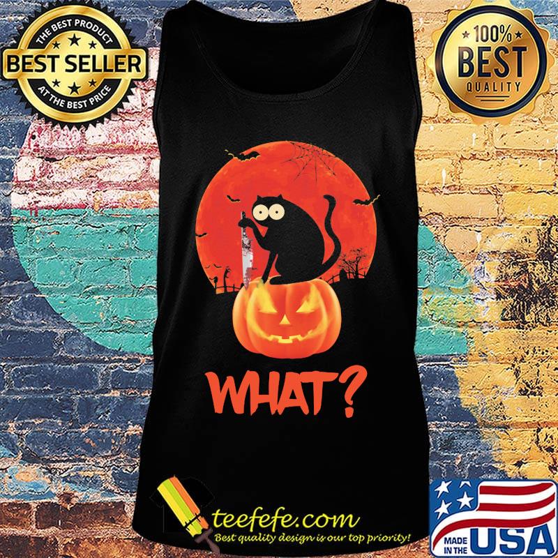 Halloween what cat hold knife pumpkin moon s Tank top Halloween what cat hold knife pumpkin moon s Tank top