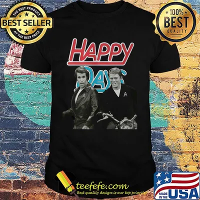 Happy days characters motorbike vintage retro shirt