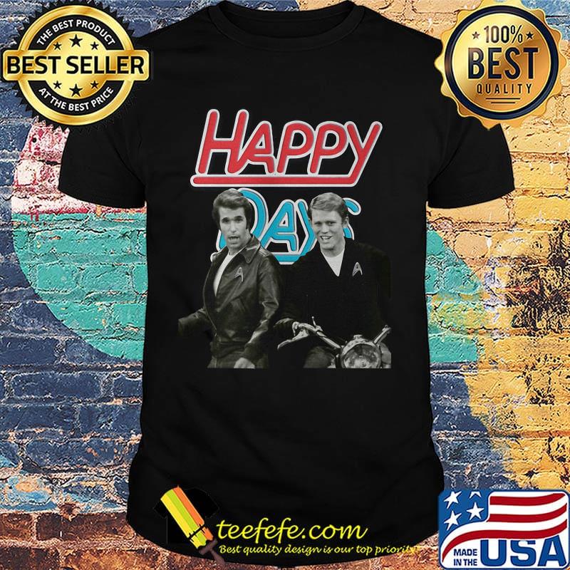 Happy days characters motorbike vintage retro shirt