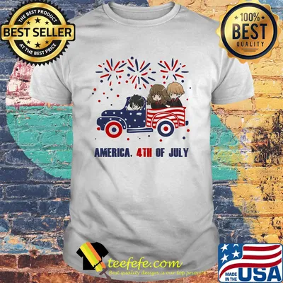 Harry potter chibi characters driving car fire america 4th of july independence day shirt