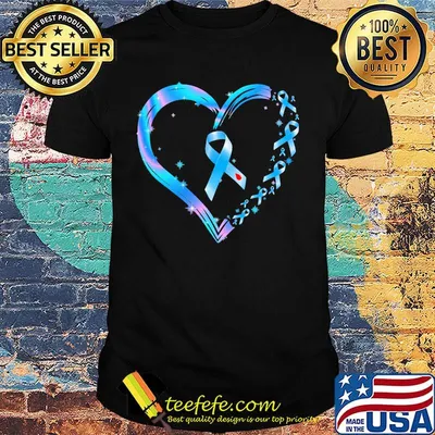 Heart Breast cancer blue shirt