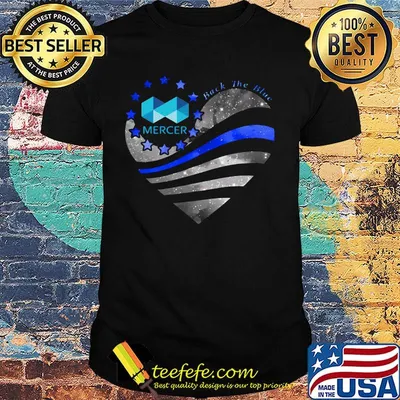 Heart mercer logo back the blue american flag happy independence day shirt
