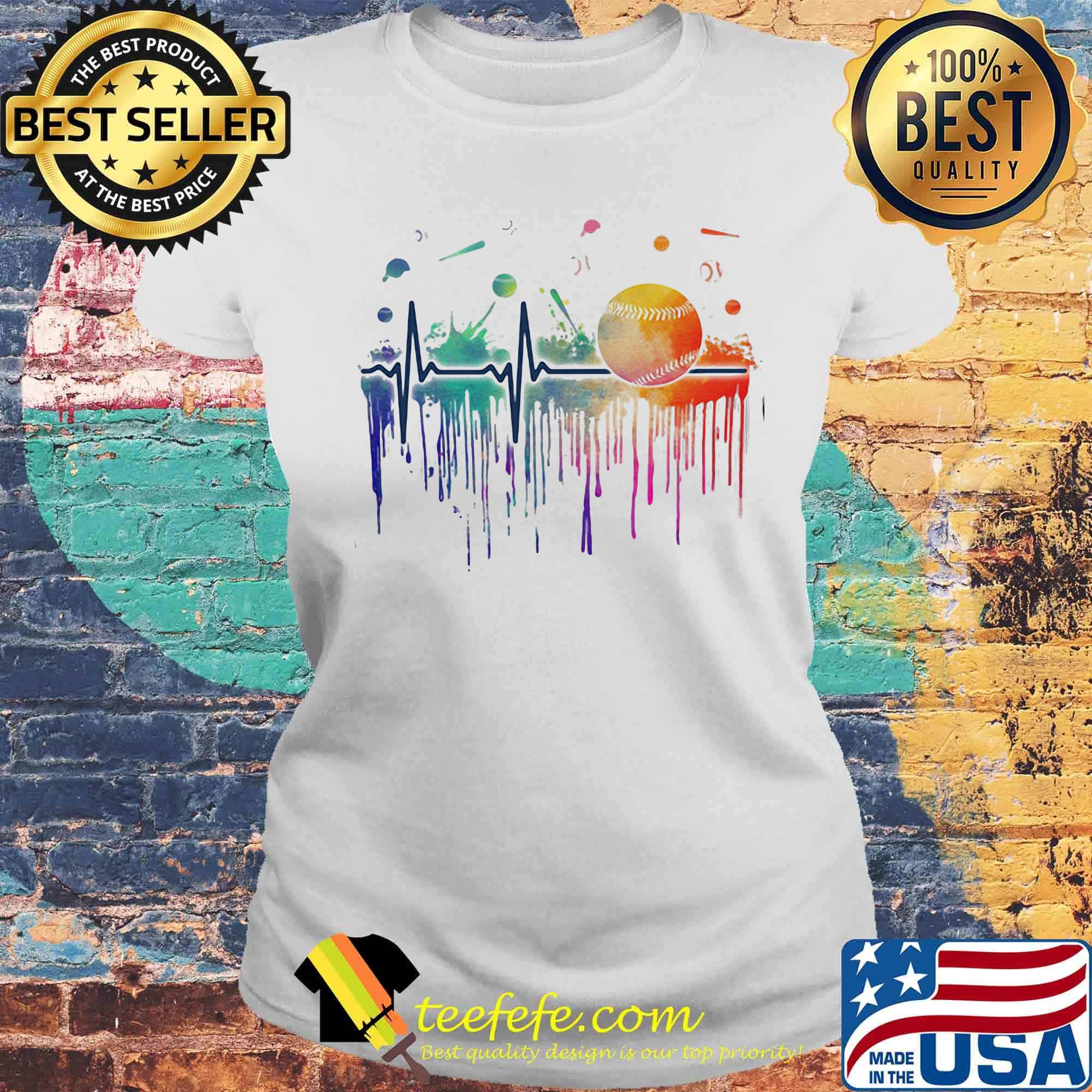 Heartbeat Baseball Stick Color Shirt Laides tee Heartbeat Baseball Stick Color Shirt Laides tee