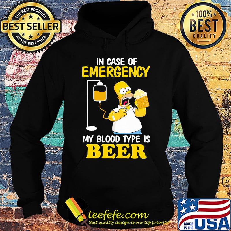 Homer simpson in case of emergency my blood type is beer s Hoodie Homer simpson in case of emergency my blood type is beer s Hoodie